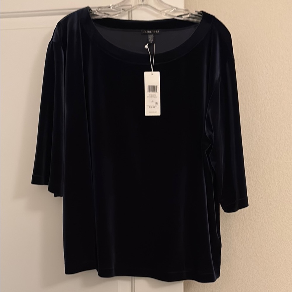 Eileen Fisher midnight ballet neck top.